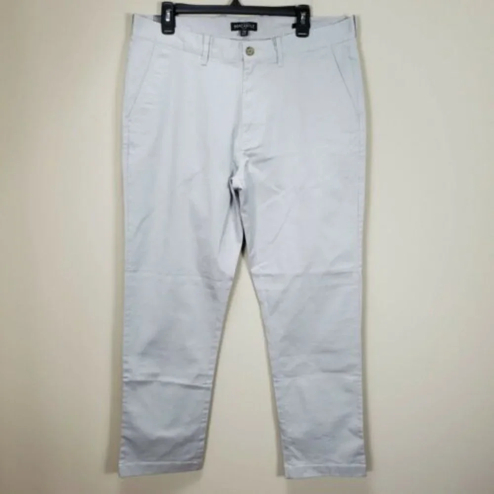J Crew Mercantile Flex Straight OGR flat front pants 35x32 zip pockets men H3186